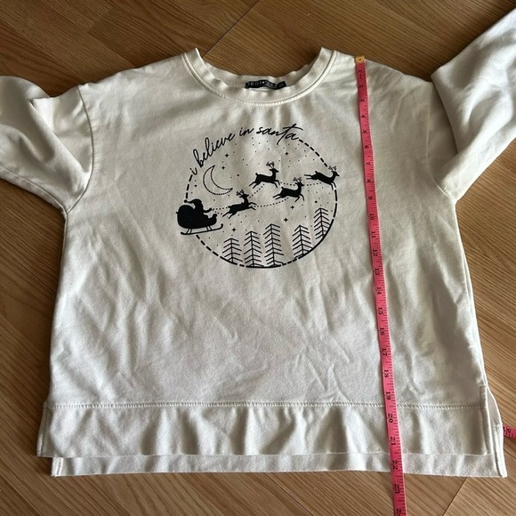 Fifth Sun I Believe in Santa Crème White Fleece Sweatshirt Medium - Picture 5 of 7